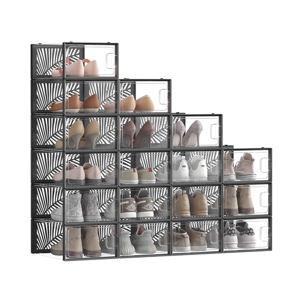 Set of 18 Clear Stackable Shoe Storage Boxes