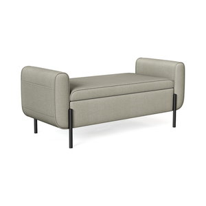 Camel Brown Storage Ottoman Bench with Armrests