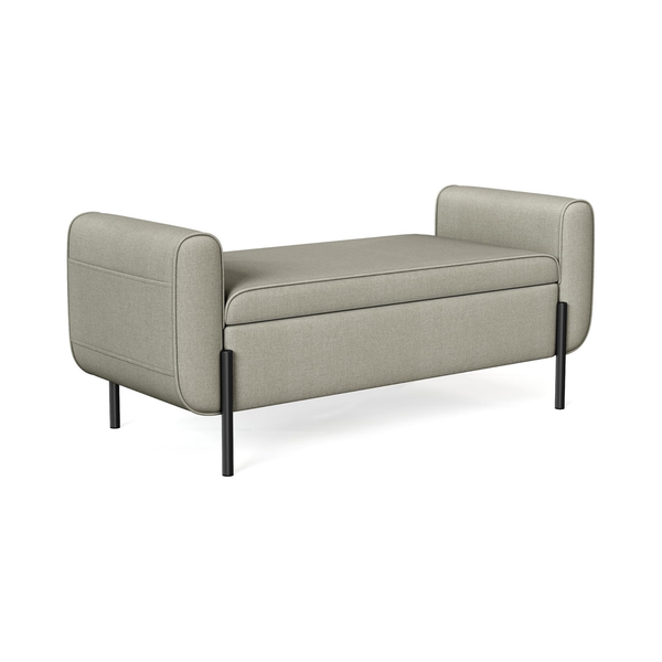 Camel Brown Storage Ottoman Bench with Armrests