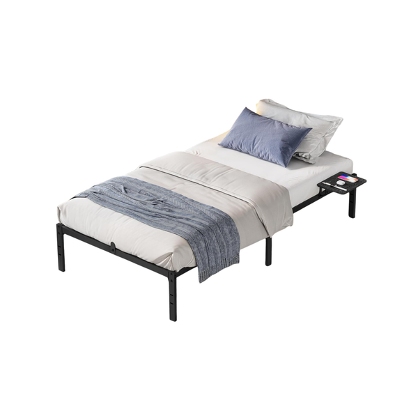 Single Bed Frame with Storage Shelves (190x90cm)