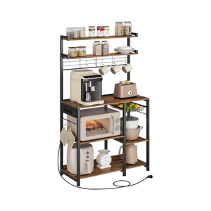 Kitchen Rack with Outlets – Vintage Brown/Ink Black