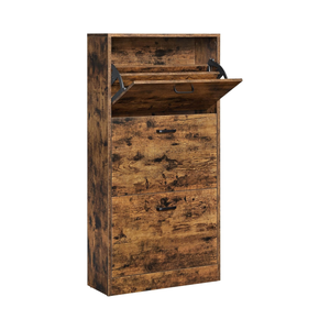 Slim 3-Tier Shoe Cabinet with Flip Doors