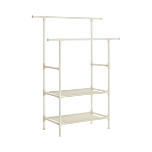 Metal Double Clothes Rack with 2-Tier Storage Shelf