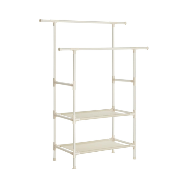Metal Double Clothes Rack with 2-Tier Storage Shelf