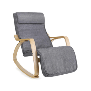 Rocking Chair with Wooden Armrests - Grey and Woody - Karrari