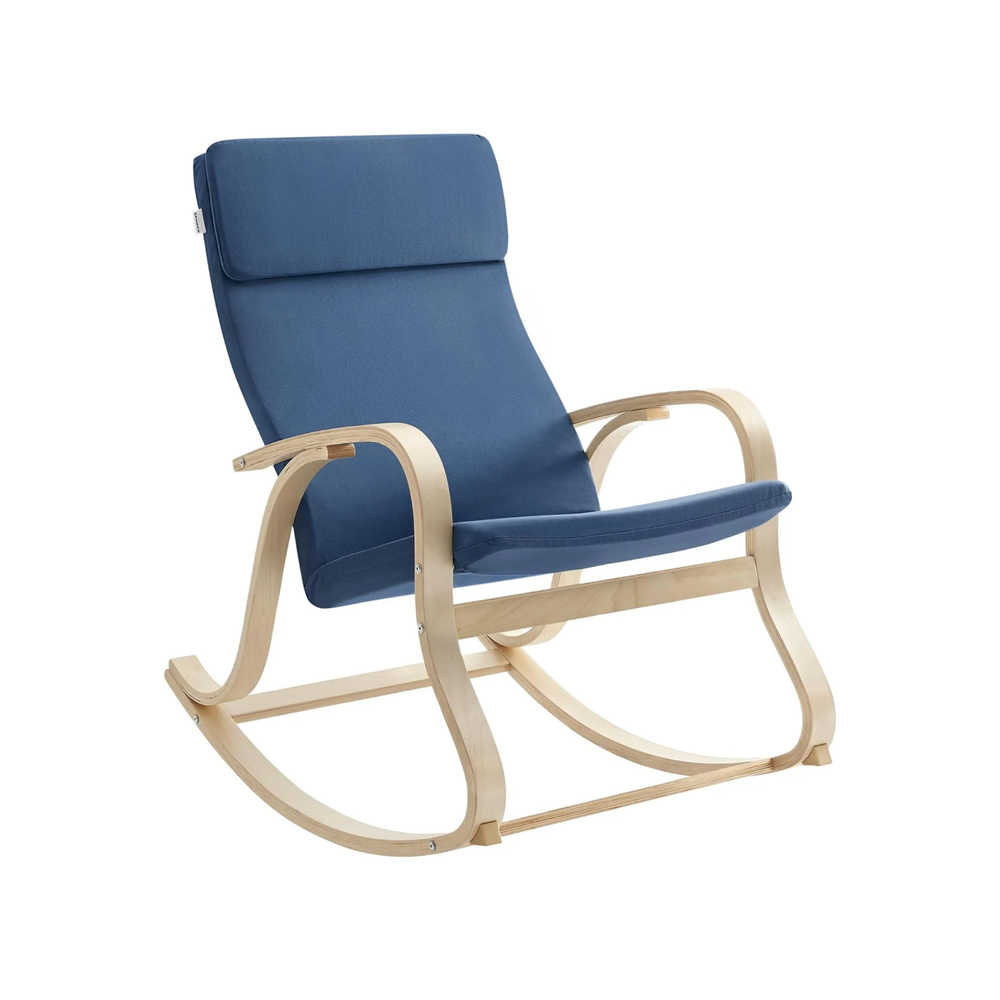 Rocking Chair with Birch Wood Frame - Midnight Blue - Karrari