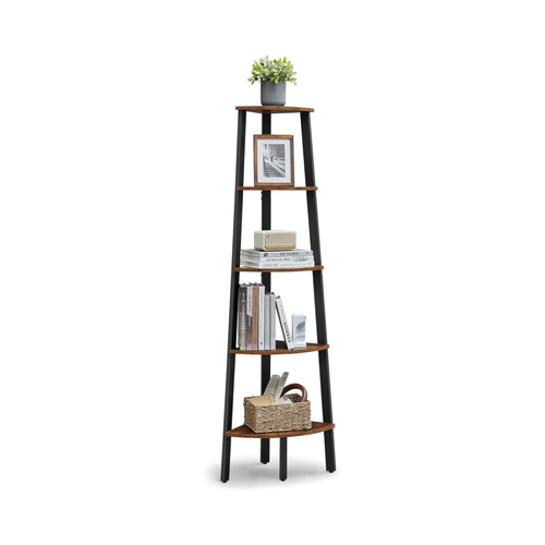5-Tier Corner Bookcase – Industrial Steel Frame - Karrari