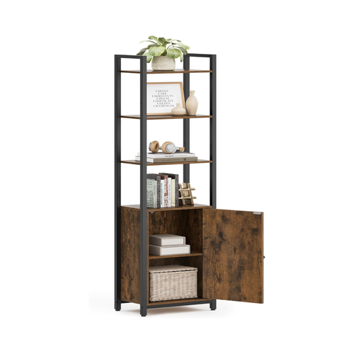 6-Tier Bookshelf with Door & Adjustable Shelves - Karrari