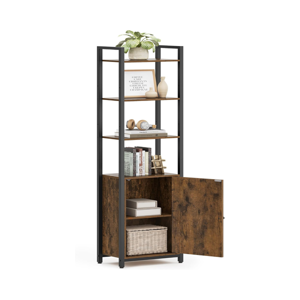 6-Tier Bookshelf with Door & Adjustable Shelves - Karrari