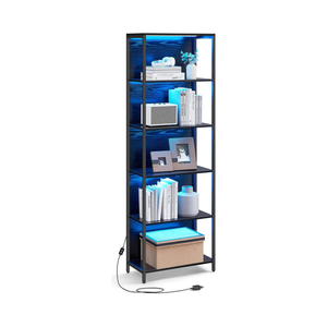 6-Tier Bookcase with LED Lighting – Metal Frame - Karrari