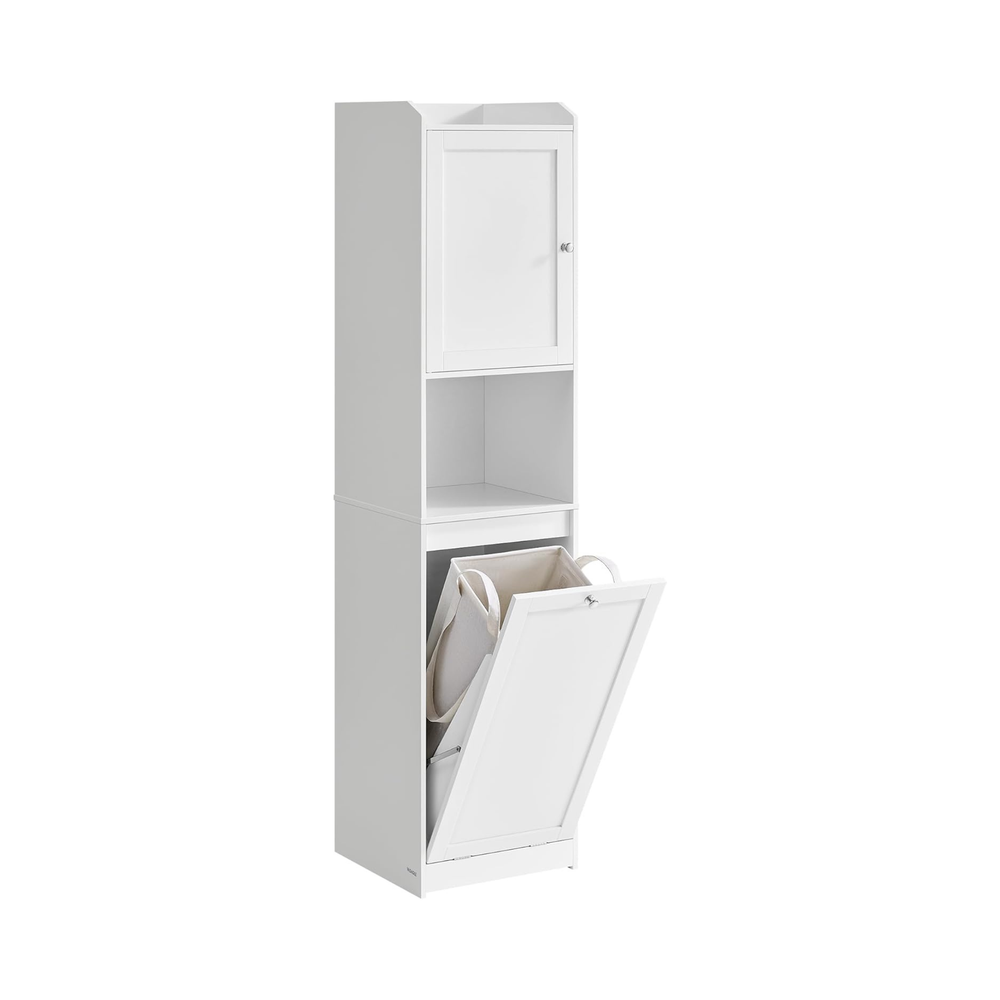 Tall Bathroom Cabinet with Laundry Basket - Karrari
