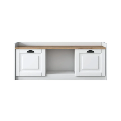 Shoe Cabinet with Storage - White & Walnut - Karrari