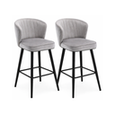 Velvet Bar Stools – Light Grey Upholstered (Set of 2) - Karrari