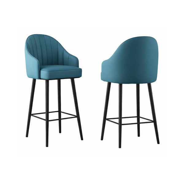 Upholstered Bar Stool – Teal Faux Leather (Set of 2) - Karrari