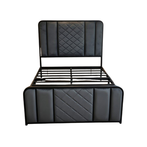 Single Bed Frame with Padded Diamond Headboard (100×190cm) - Karrari
