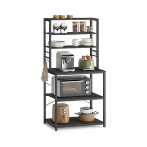 Kitchen Shelf with 6 Shelves & Hooks – Microwave & Coffee Station - Karrari