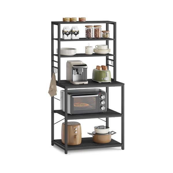 Kitchen Shelf with 6 Shelves & Hooks – Microwave & Coffee Station - Karrari