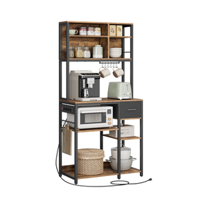 Kitchen Shelf with Sockets, Hooks & Fabric Drawer - Karrari
