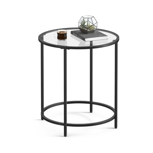 Round Side Table – Glass Top with Metal Frame - Karrari