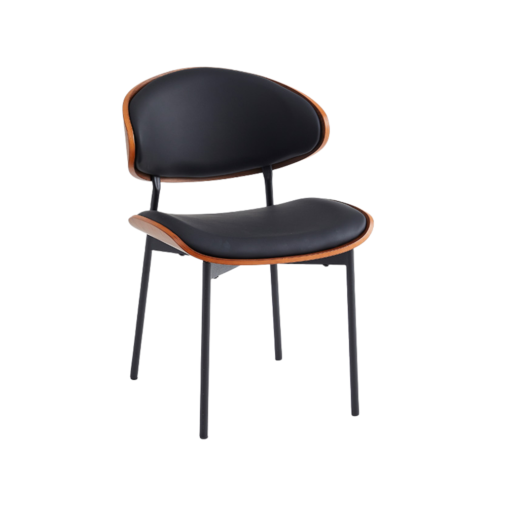 Walnut and Black Faux Leather Dining Chairs (Set of 2) - Karrari