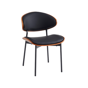 Walnut and Black Faux Leather Dining Chairs (Set of 2) - Karrari