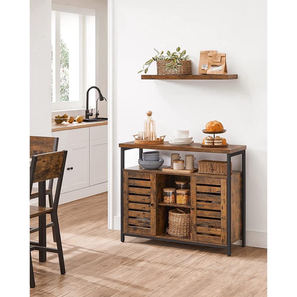 Floor Cabinet with Louvred Doors & Shelves - Karrari