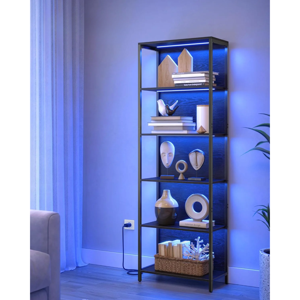 6-Tier Bookcase with LED Lighting – Metal Frame - Karrari