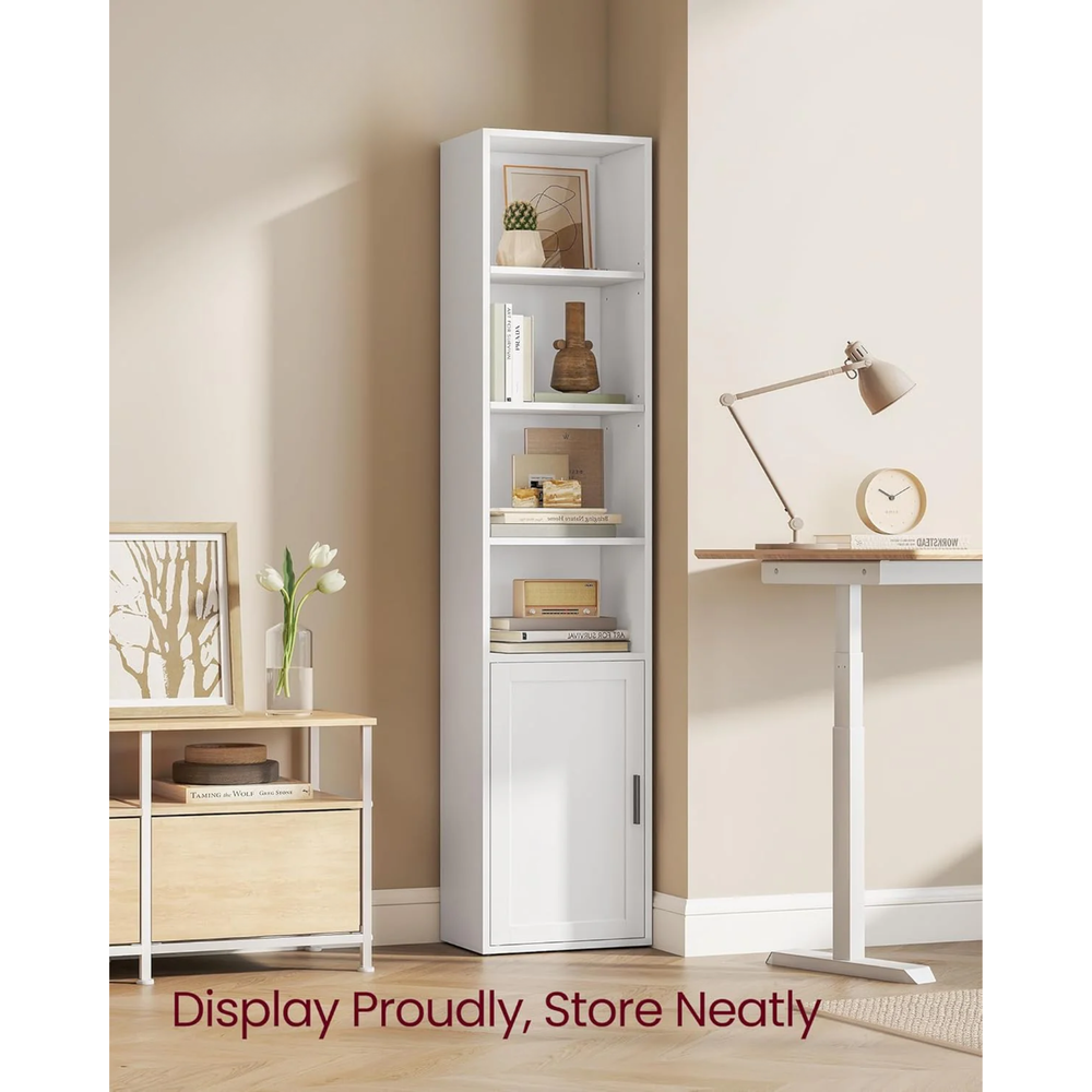 Freestanding Bookcase with Door – 6 Tiers - Karrari