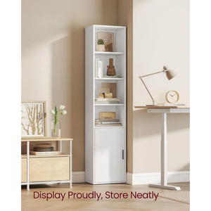 Freestanding Bookcase with Door – 6 Tiers - Karrari
