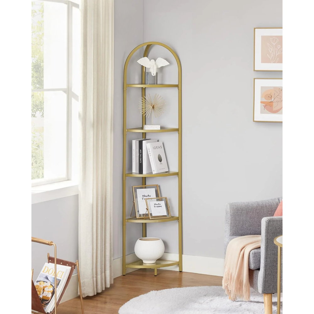 5-Tier Corner Shelf Stand with Tempered Glass - Karrari