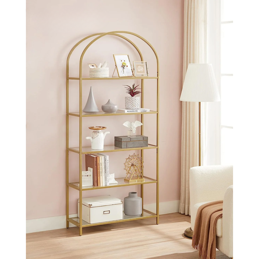 5-Tier Gold Arched Glass Shelf - Karrari