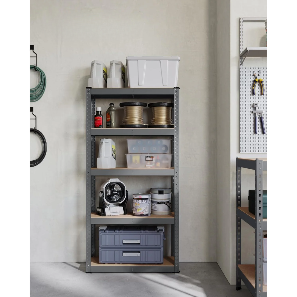 Heavy-Duty Storage Shelf - 5 Adjustable Steel Shelves (30x75x150cm) - Karrari