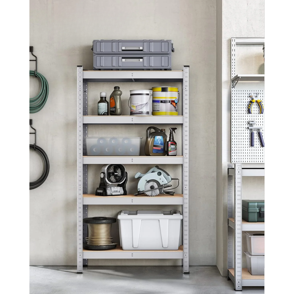 5-Tier Garage Shelving Unit - Steel, Boltless & Durable (30x75x150cm) - Karrari