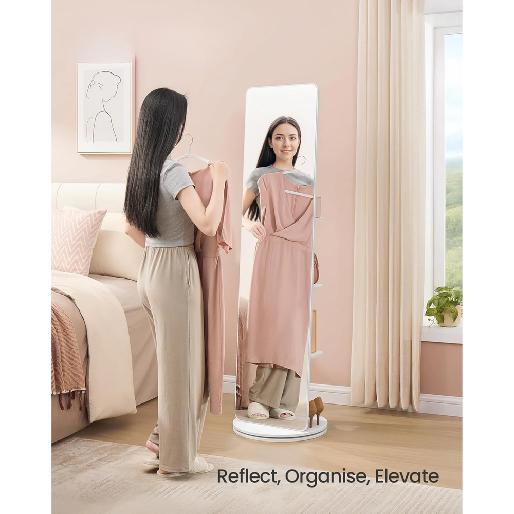 360° Rotating Full-Length Mirror with Storage (163×45cm) - Karrari