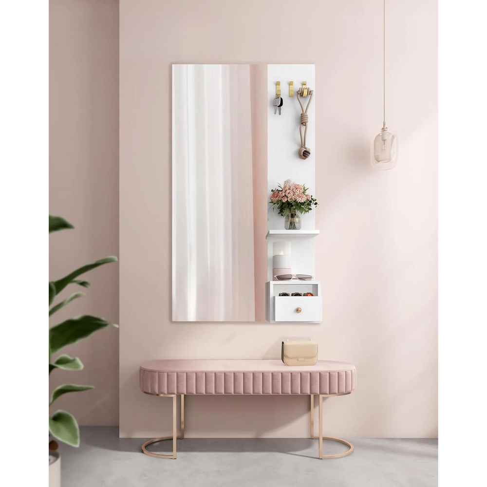 Wall Mirror with Storage & Hooks - Karrari