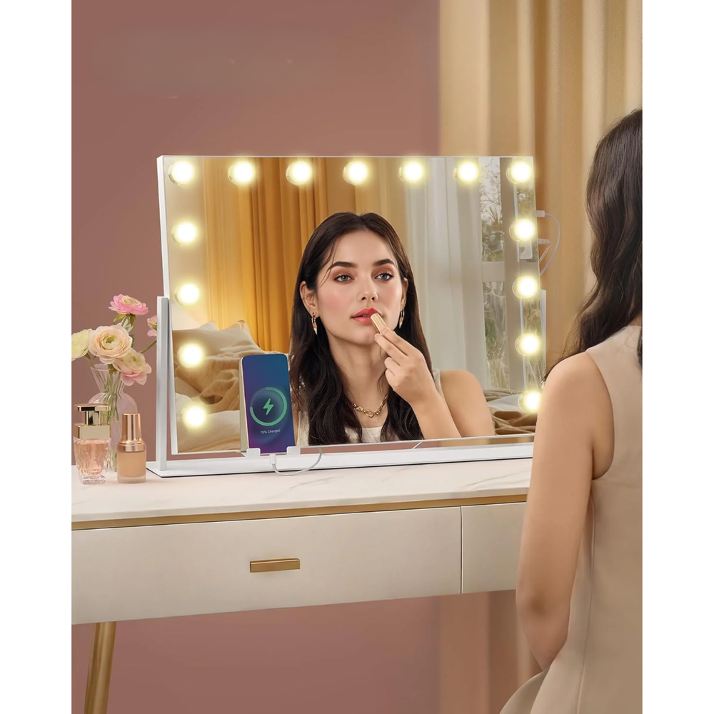 Cosmetic Mirror with 15 LED Bulbs Lighting - Karrari