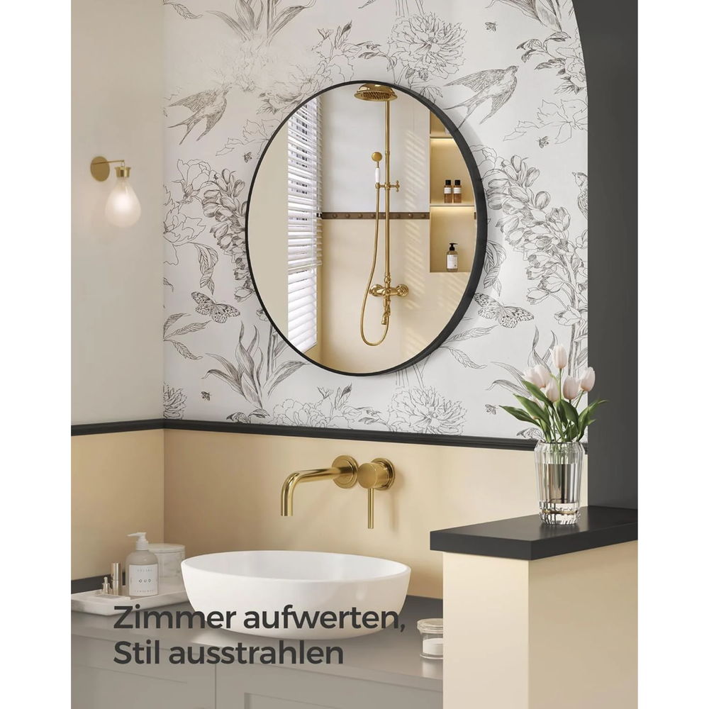 Round Wall Mirror with Metal Frame (76cm) - Karrari