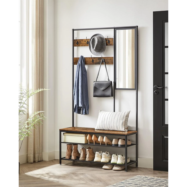 Coat Rack with Mirror & Bench - Karrari
