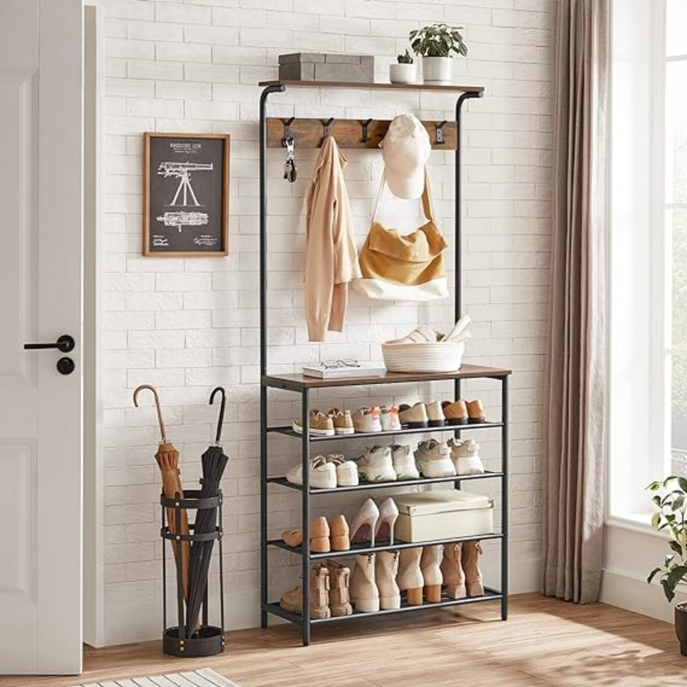 Clothes Rack with 5-Tier Shoe Storage & Hooks - Karrari