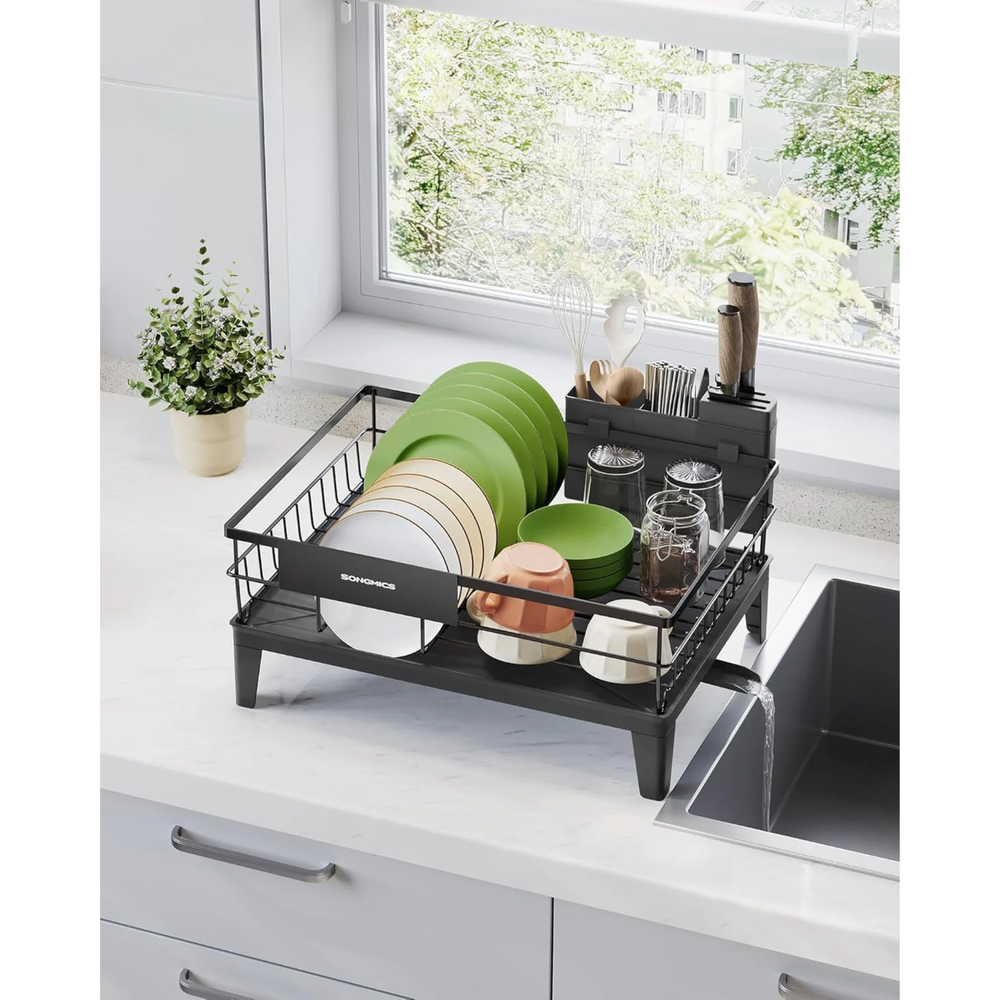 360° Dish Rack with Drain Spout & Cutlery Holder - Karrari