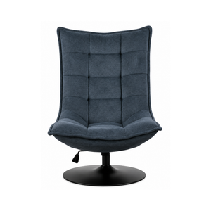 Dark Blue Swivel Lounge Chair with Adjustable Recline - Karrari
