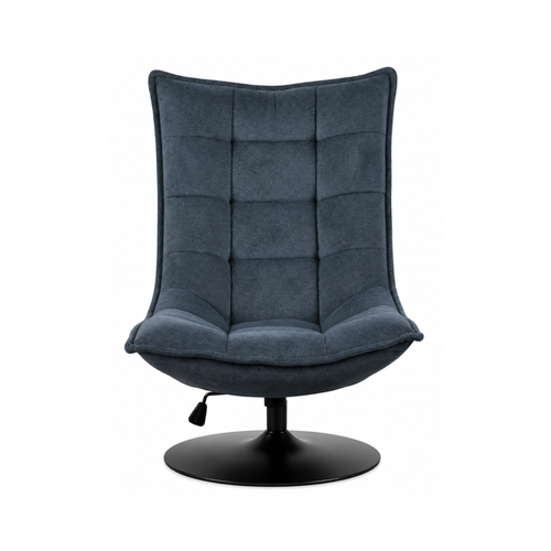 Dark Blue Swivel Lounge Chair with Adjustable Recline - Karrari