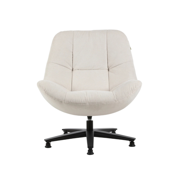 Beige Bouclé Lounge Chair with Black Metal Base - Karrari