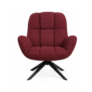 Red Upholstered Accent Armchair with Black Metal Base - Karrari