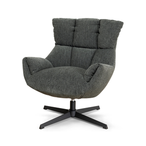 Dark Green Upholstered Accent Chair with Black Metal Base - Karrari