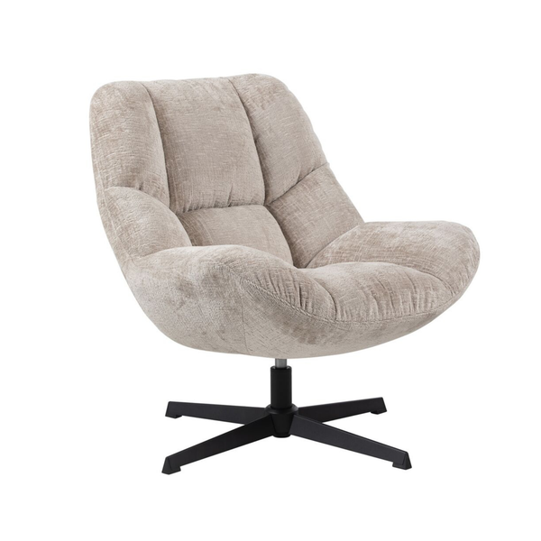 Camel Upholstered Accent Lounge Chair with Black Metal Base - Karrari