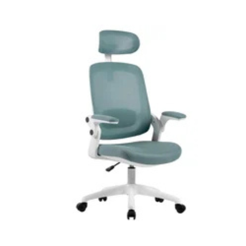 Blue Mesh Office Chair with Headrest & Adjustable Armrests - Karrari