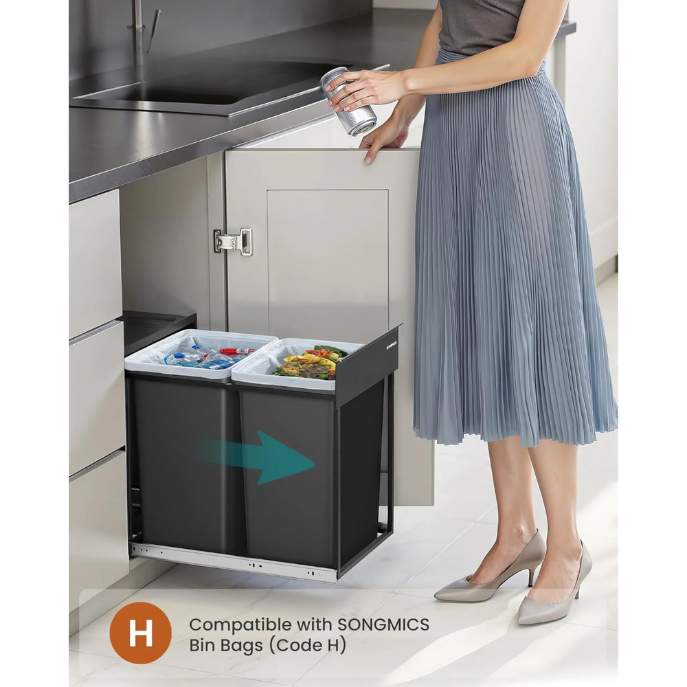Kitchen Bin for Recycling and Waste - Ink Black - Karrari