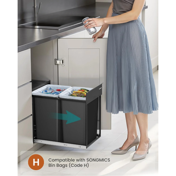Kitchen Bin for Recycling and Waste - Ink Black - Karrari