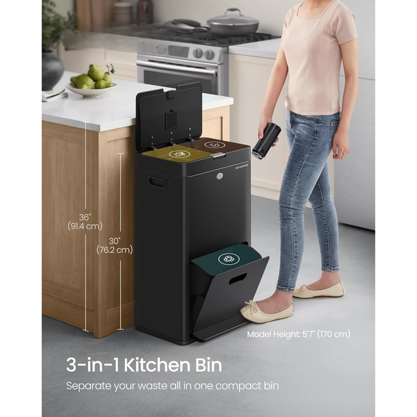 3-Compartment Kitchen Bin (2×17L+26L) - Karrari